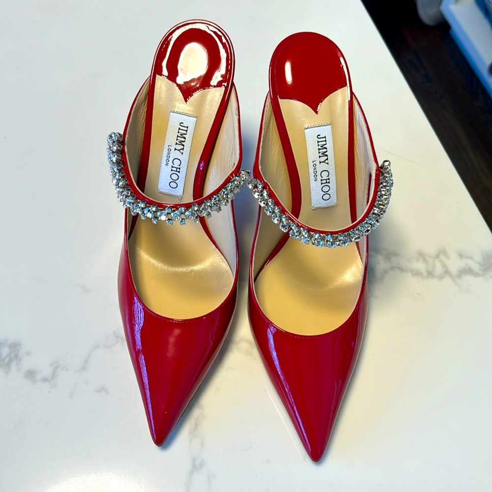Jimmy Choo Bing Patent Jewel heels - cherry red (size 41)
